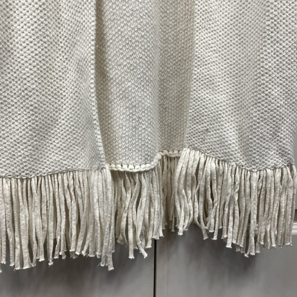 Chico's Travelers Knitted Cardigan Duster Open Fringe Sz 1 (M) White Long Sleeve - Picture 3 of 8